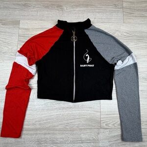 Baby Phat Vintage Y2K Red And Black Zip Front Crop Top Size L Streetwear Hip-Hop